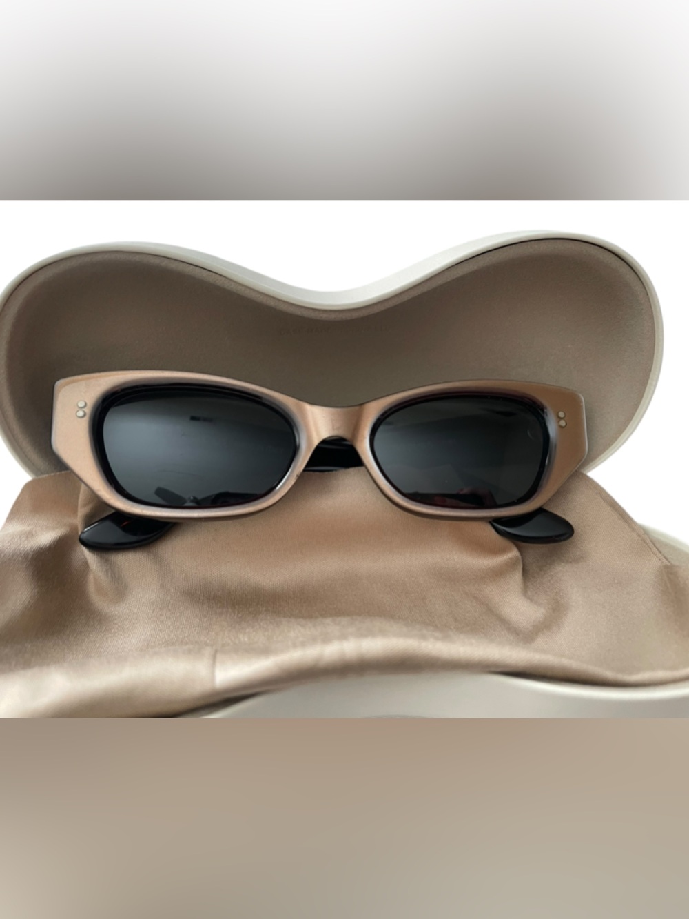 GUCCI 90s vintage GG 2418/S Sunglasses ELONGATED Cat Eye Rose Gold Brown lenses - Picture 3 of 16